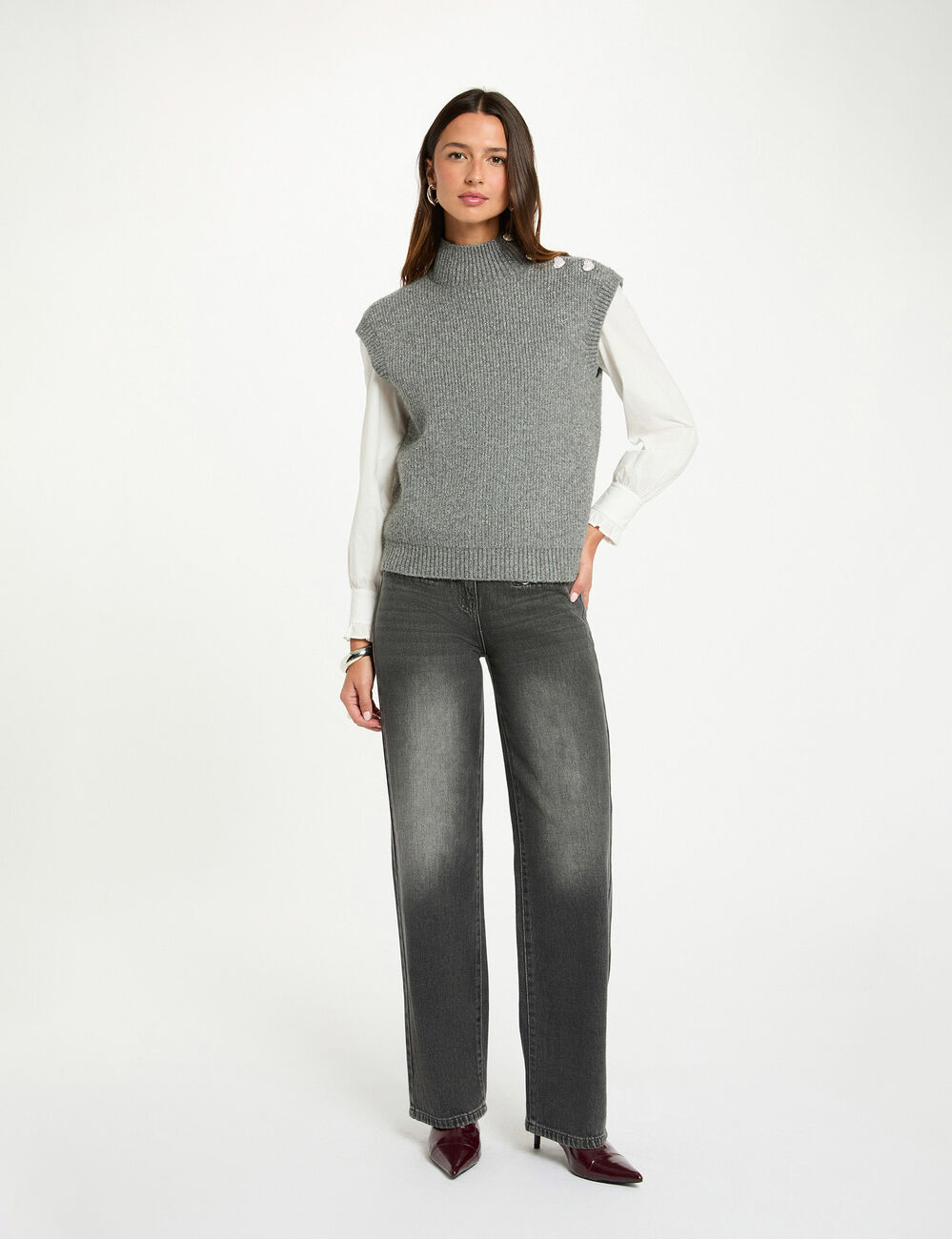 Jersey sin mangas gris oscuro mujer