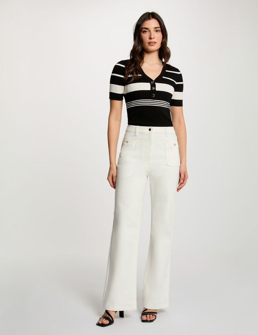 Jersey fino cuello v negro mujer