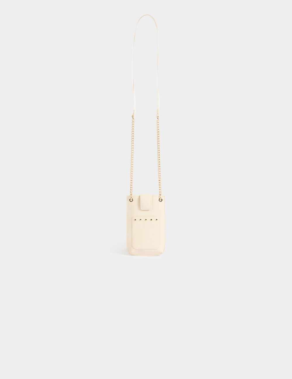 Bolso para teléfono tachuelas marfil mujer