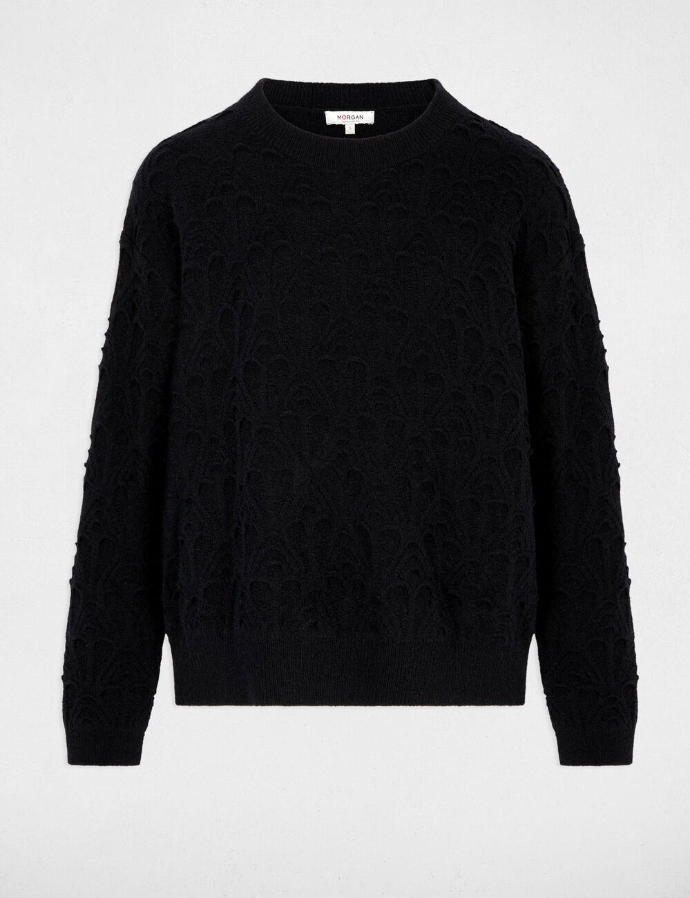 Jersey cuello redondo fantas&iacute;a negro mujer