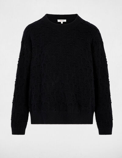 Jersey cuello redondo fantas&iacute;a negro mujer