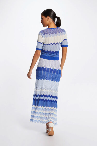 Vestido de punto largo recto estampado  mujer
