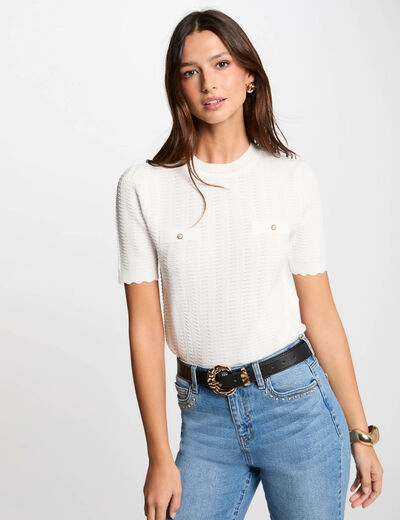 Jersey manga corta blanco mujer