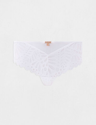 Shorty de encaje marfil mujer