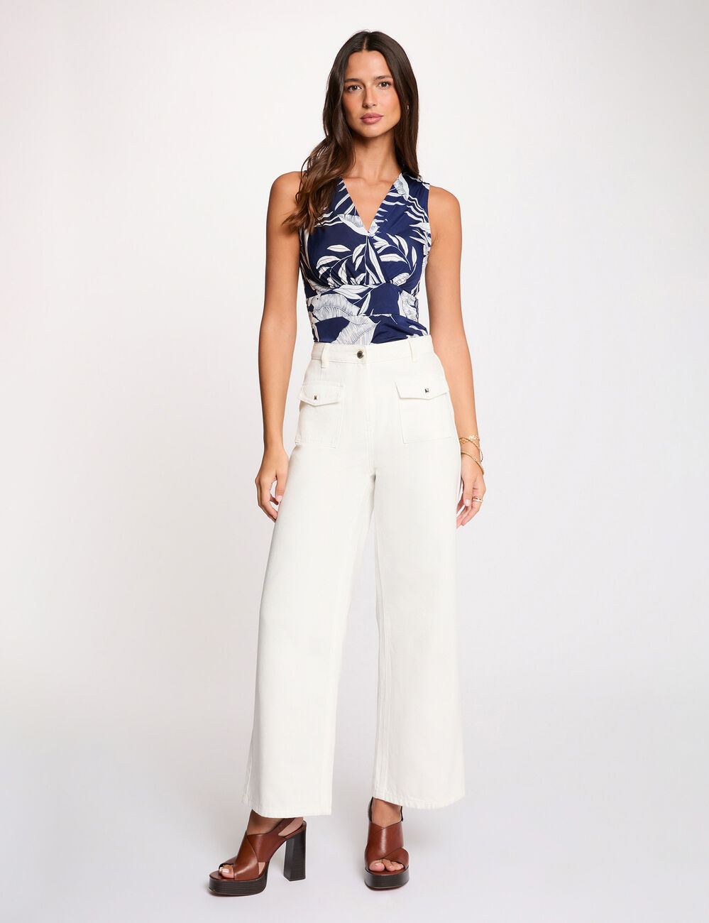 Camiseta ajustada con escote multicolor mujer