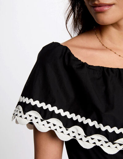 Vestido corto evasé negro mujer