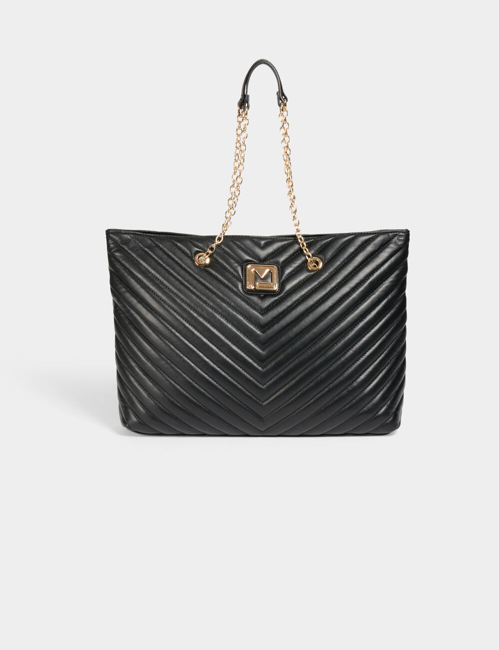 Bolso shopper acolchado negro mujer