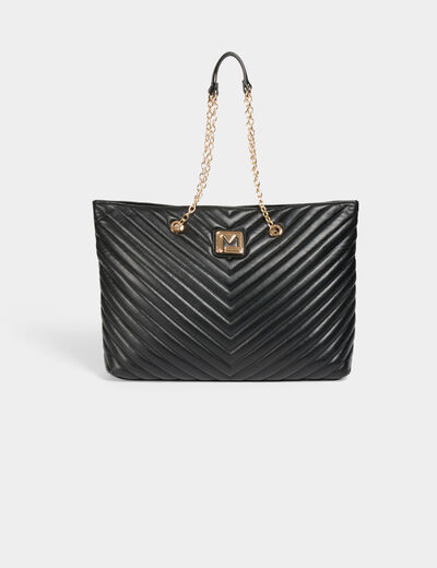 Bolso shopper acolchado negro mujer