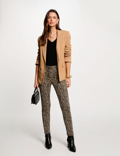 Pantalón slim estampado multicolor mujer