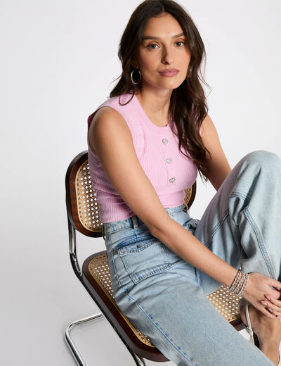 Top punto sin mangas rosa pastel mujer