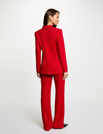 Pantal&oacute;n recto de tiro alto rojo mujer