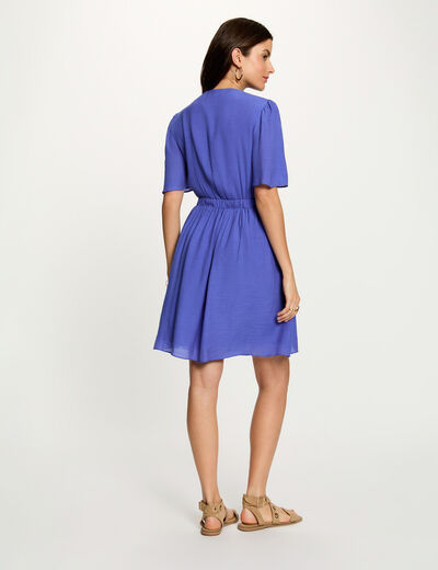 Vestido corto plisado azul mujer
