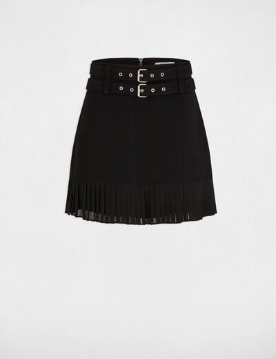 Falda corta plisada negro mujer