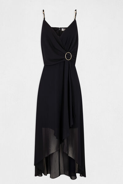Vestido midi con tirantes finos marino mujer