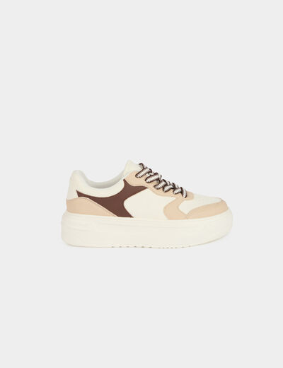 Zapatillas bicolor de piel sint&eacute;tica blanco mujer