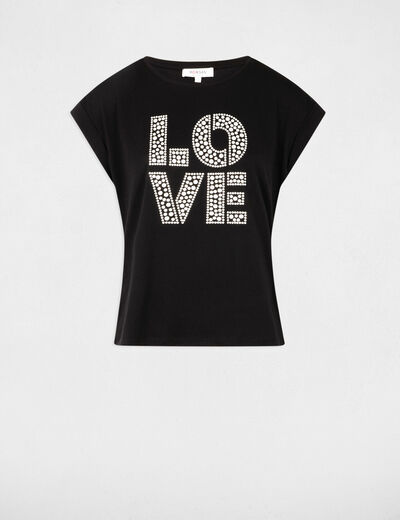 Camiseta con mensaje negro mujer