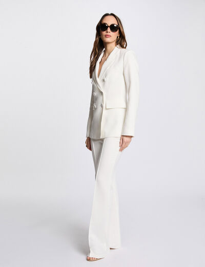 Pantalón boot-cut talle alto blanco mujer