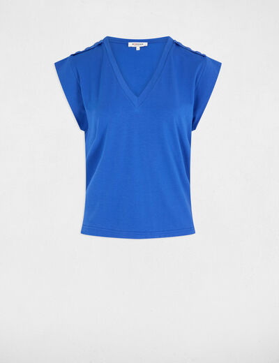 Camiseta manga corta azul eléctrico mujer