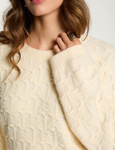 Jersey cuello redondo fantas&iacute;a marfil mujer