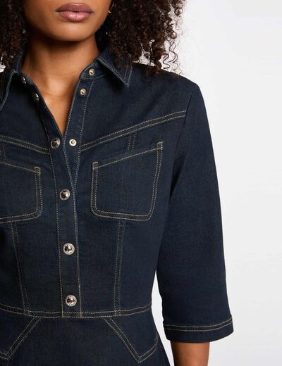 Vestido corto de mezclilla denim crudo mujer