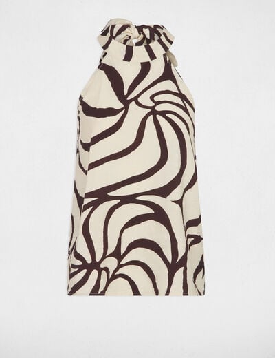 Top plisado cuello alto multicolor mujer