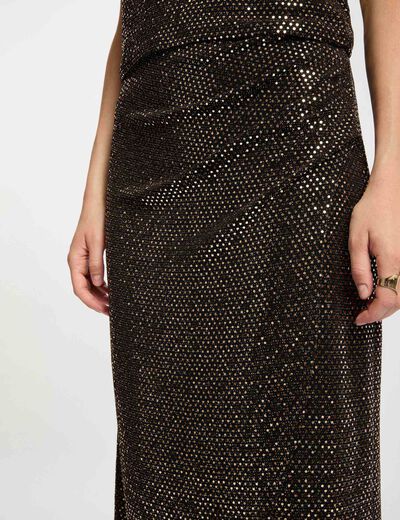 Falda cruzada ajustada amarillo oro mujer