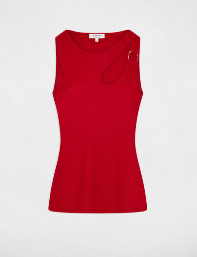 Camiseta sin manga abertura rojo medio mujer