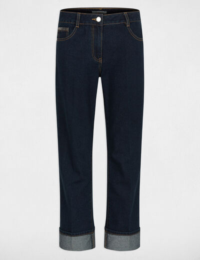 Vaqueros rectos con strass denim crudo mujer