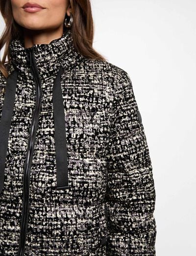 Chaqueta tweed con cuello alto multicolor mujer