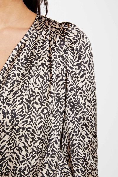Camisa manga larga estampada multico mujer