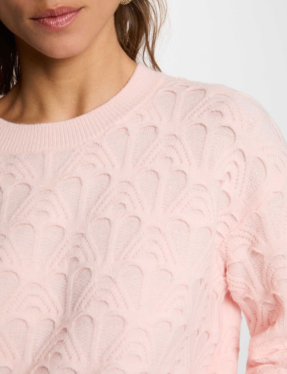 Jersey cuello redondo fantas&iacute;a rosa claro mujer