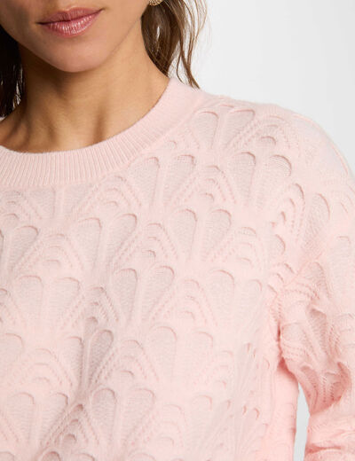 Jersey cuello redondo fantas&iacute;a rosa claro mujer