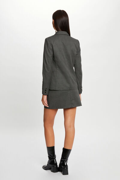 Falda recta estampado de cuadros gris anthracite mujer