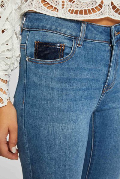 Vaquero skinny detalles de lentejuelas vaquero stone mujer