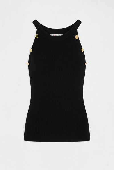 Top punto con botones negro mujer
