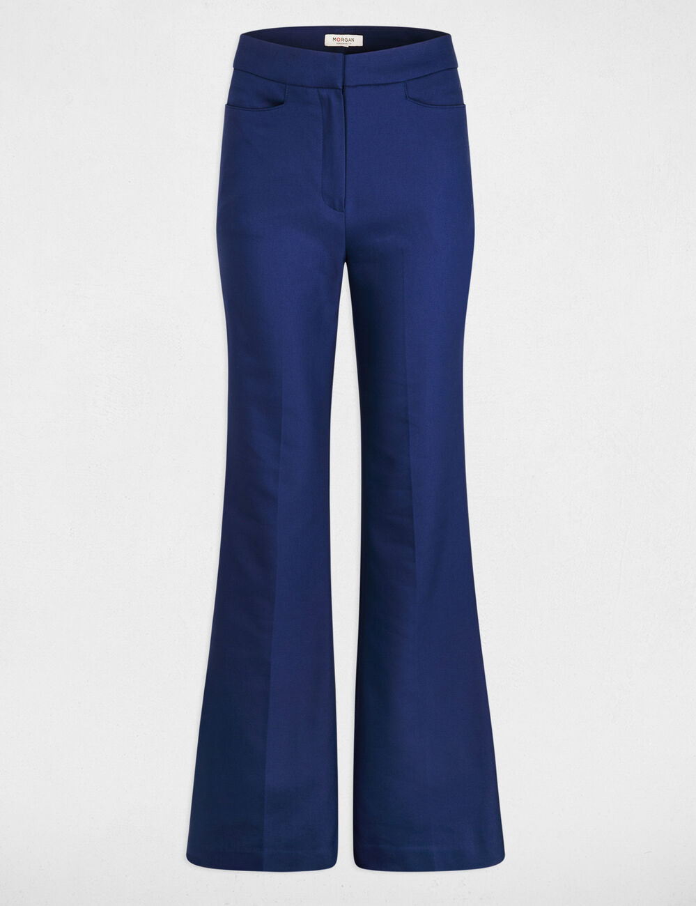 Pantal&oacute;n flare con pinzas azul marino mujer