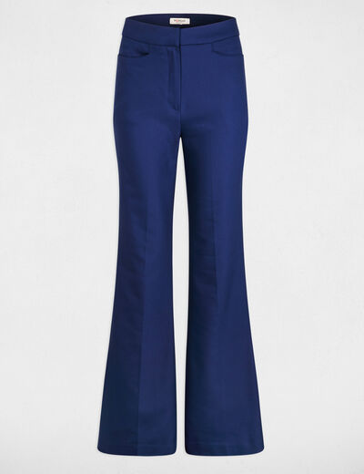 Pantal&oacute;n flare con pinzas azul marino mujer