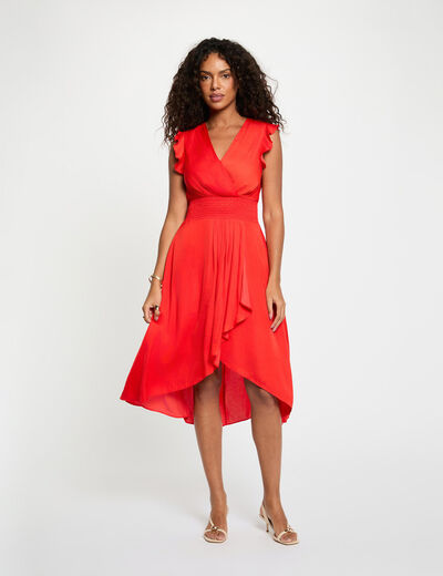 Vestido recto holgado sin mangas rojo vivo mujer