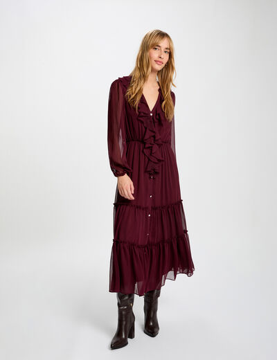 Vestido largo fluido ciruela mujer