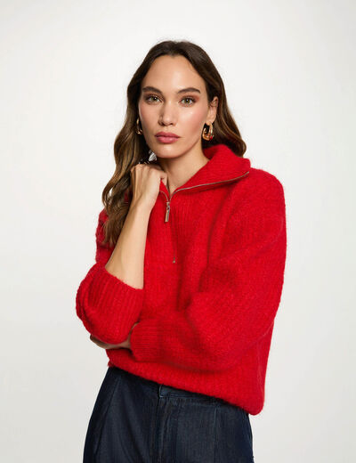 Jersey cuello camionero rojo mujer