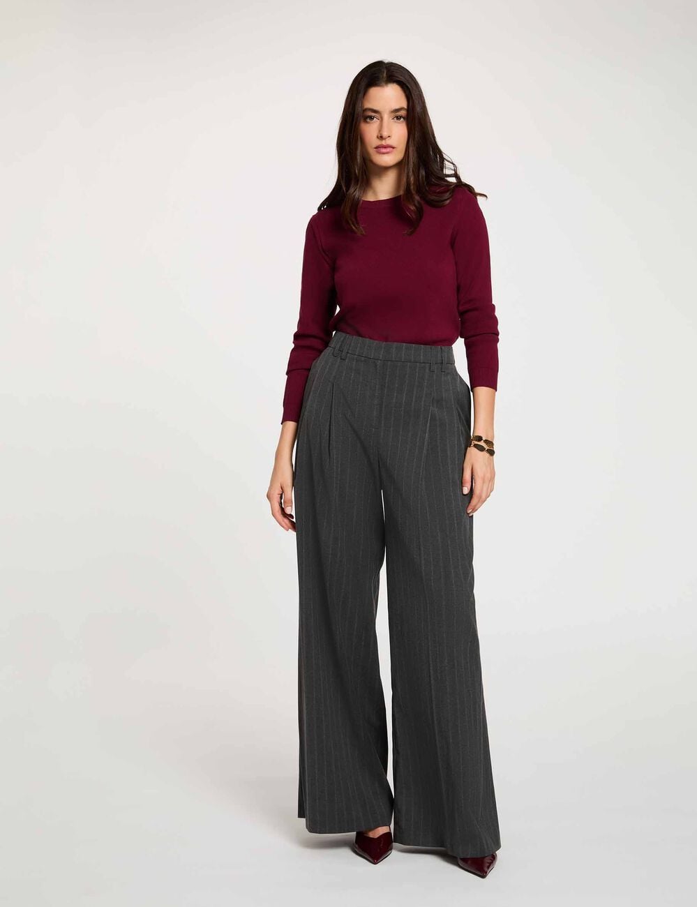 Pantal&oacute;n ancho de tiro alto mujer
