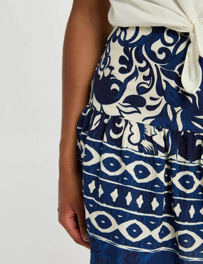 Falda corta estampado multicolor mujer