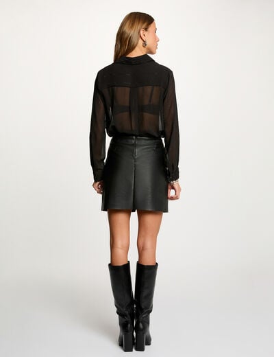 Camisa recta con strass negro mujer