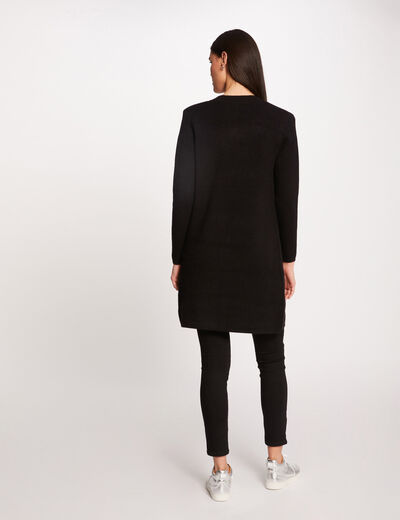 C&aacute;rdigan recto cuello con muescas gris anthracite mujer