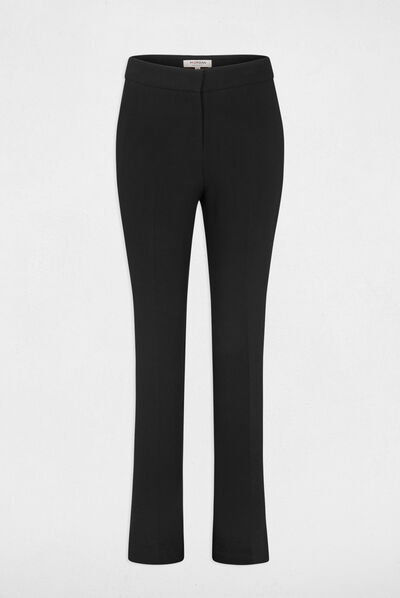 Pantalón de esmoquin flare bandas satén negro mujer