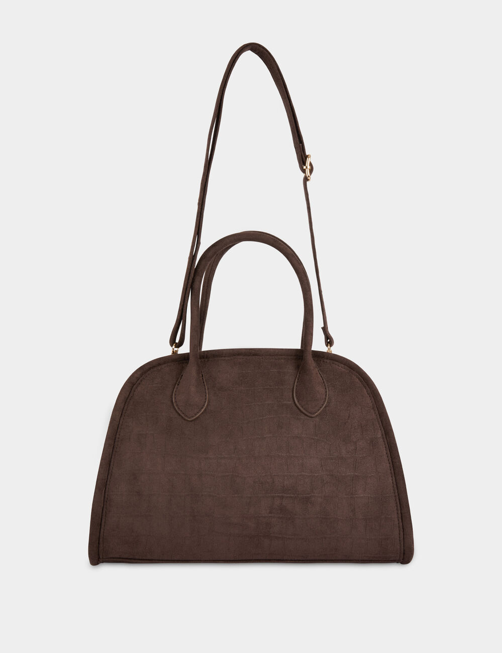 Bolso de ante efecto cocodrilo marr&oacute;n oscuro mujer