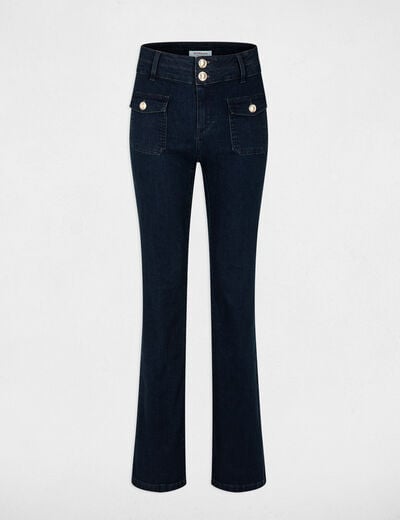 Vaquero boot-cut talle alto denim crudo mujer