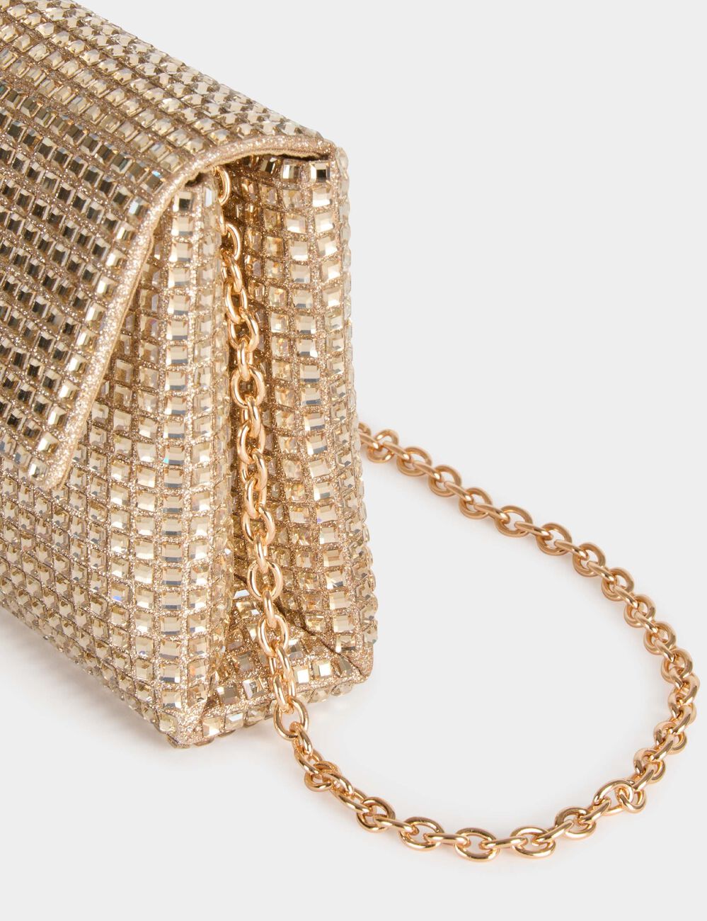 Bolso de mano con strass amarillo oro mujer