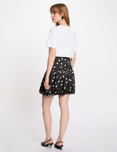 Falda globo estampada negro mujer