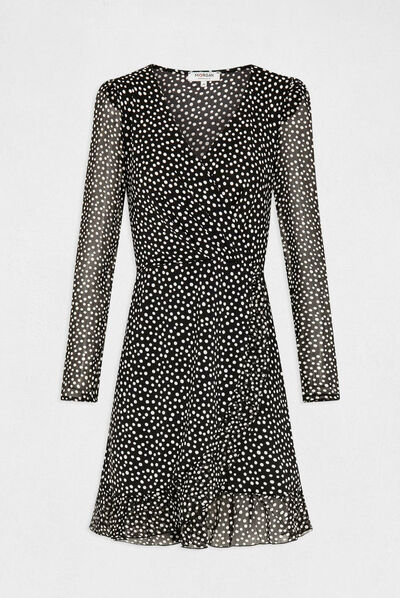 Vestido cruzado estampado de lunares multicolor mujer